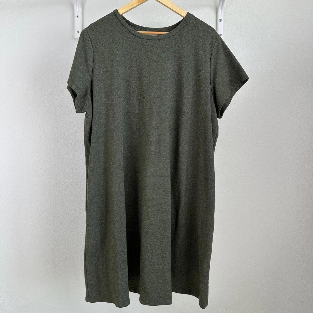 2X Women’s Mohnton Short Sleeve Knee Length Dress with Pockets Green